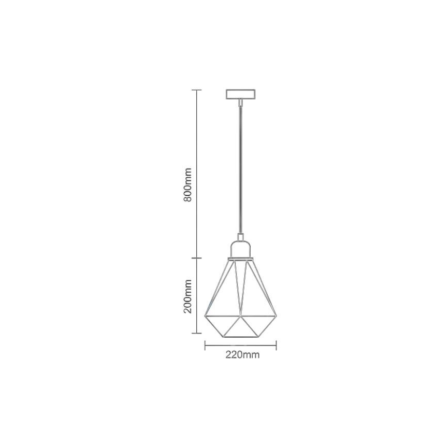 Hanglamp aan een koord 1xE27/60W/230V diameter 22 cm glanzend chroom