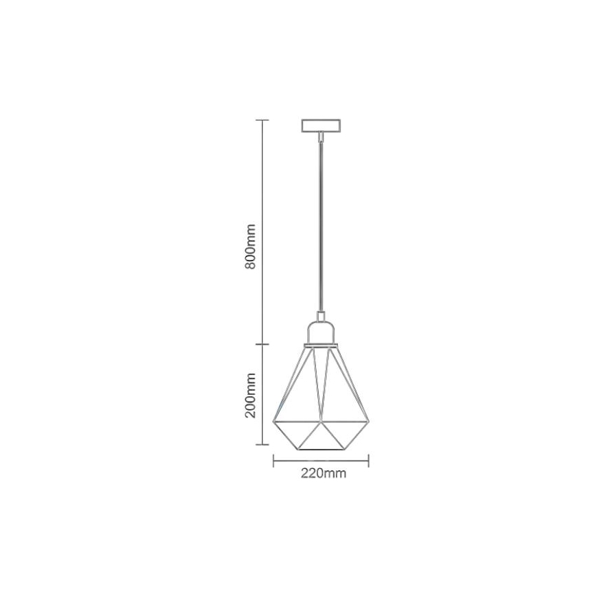 Hanglamp aan een koord 1xE27/60W/230V diameter 22 cm koper
