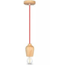 Hanglamp aan een koord 1xE27/60W/230V rood