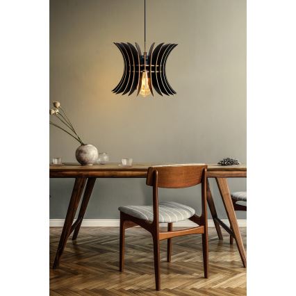 Hanglamp aan een koord 1xE27/60W/230V zwart diameter 20 cm