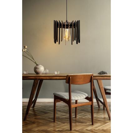 Hanglamp aan een koord 1xE27/60W/230V zwart diameter 23 cm