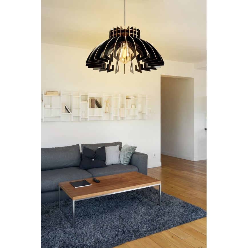 Hanglamp aan een koord 1xE27/60W/230V zwart diameter 39 cm