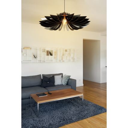 Hanglamp aan een koord 1xE27/60W/230V zwart diameter 52 cm