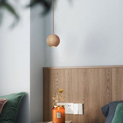 Hanglamp aan een koord 1xGU10/10W/230V essehout/massief hout bruin