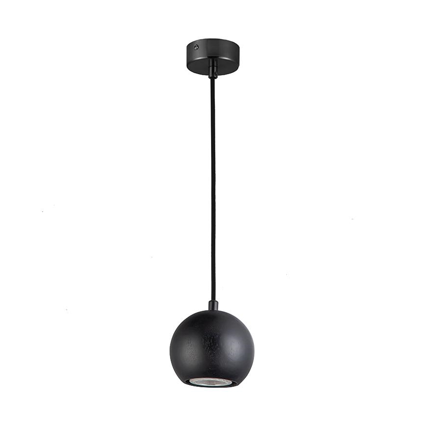 Hanglamp aan een koord 1xGU10/10W/230V essehout/massief hout zwart