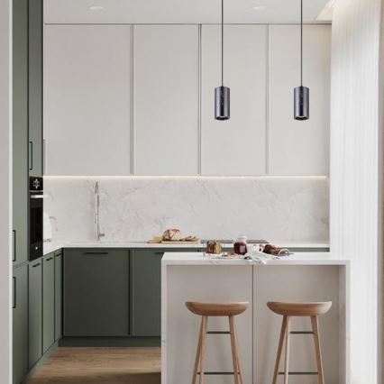 Hanglamp aan een koord 1xGU10/10W/230V essehout/massief hout zwart