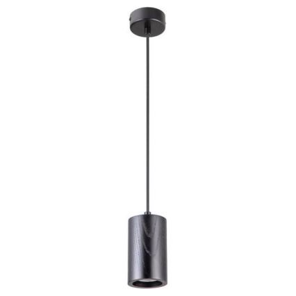 Hanglamp aan een koord 1xGU10/10W/230V essehout/massief hout zwart