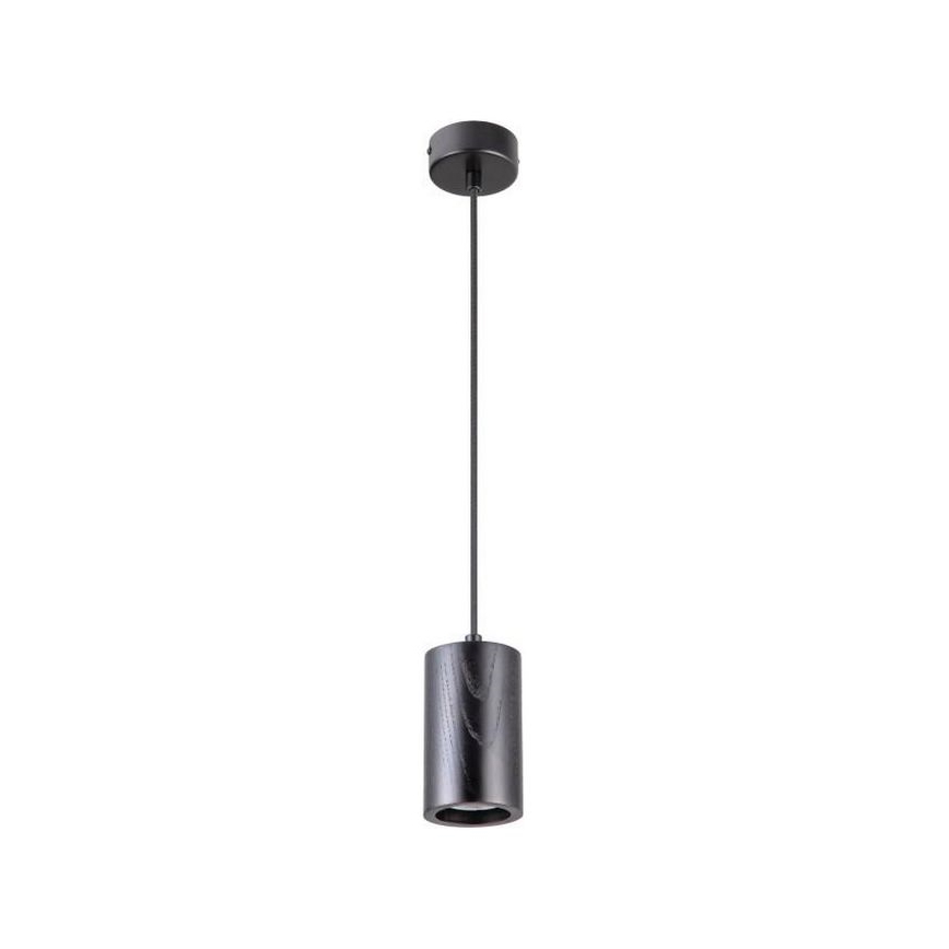 Hanglamp aan een koord 1xGU10/10W/230V essehout/massief hout zwart