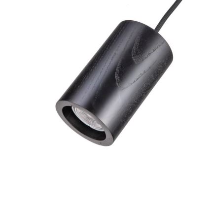 Hanglamp aan een koord 1xGU10/10W/230V essehout/massief hout zwart