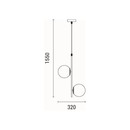Hanglamp aan een koord 2xE27/40W/230V messing