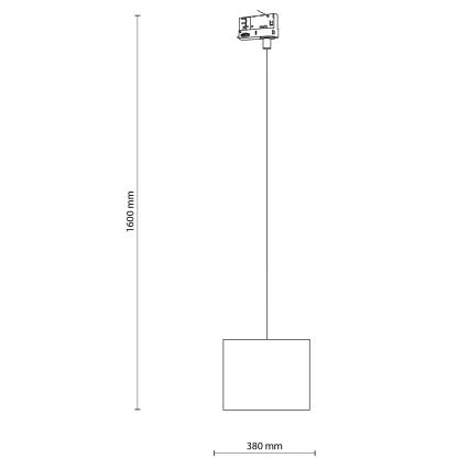 Hanglamp aan een koord voor een 3-fase rail systeem TRACER 1xE27/15W/230V diameter 20 cm zwart/wit