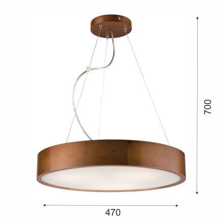 Hanglamp aan een koord 3xE27/60W/230V ø 47 cm grenen