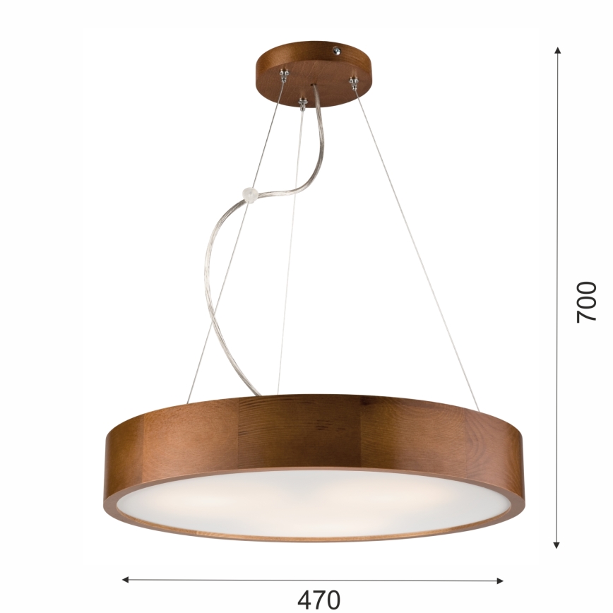 Hanglamp aan een koord 3xE27/60W/230V ø 47 cm grenen