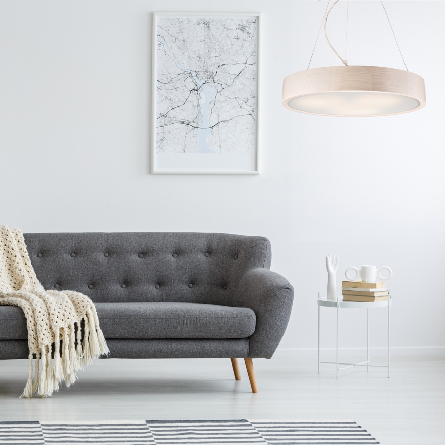 Hanglamp aan een koord 3xE27/60W/230V ø 47 cm grenen