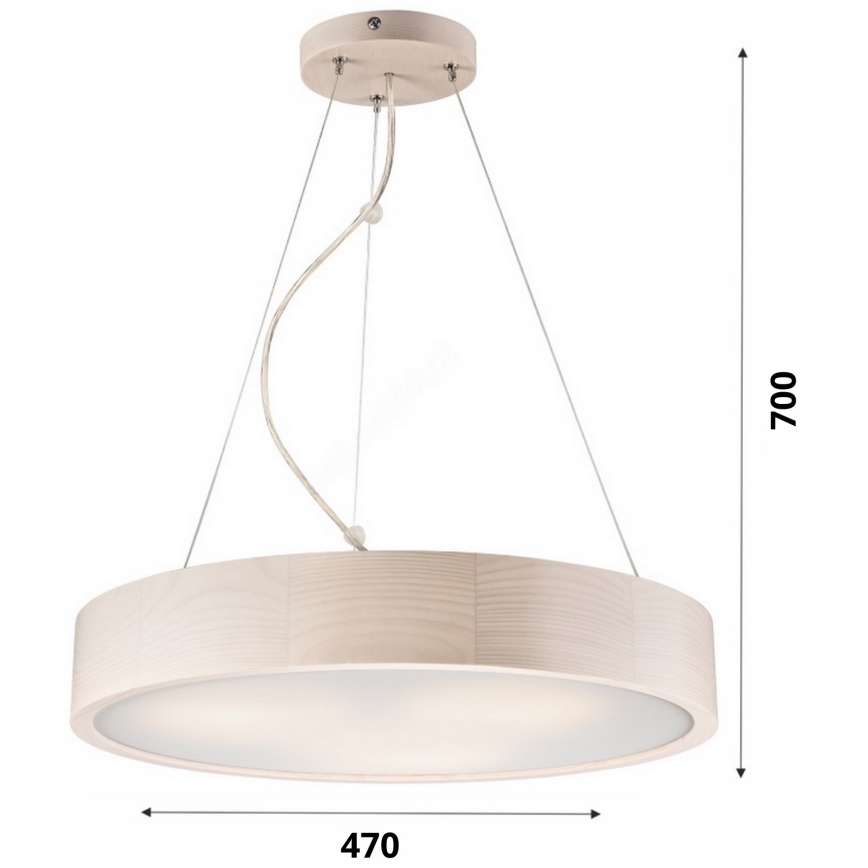 Hanglamp aan een koord 3xE27/60W/230V ø 47 cm grenen