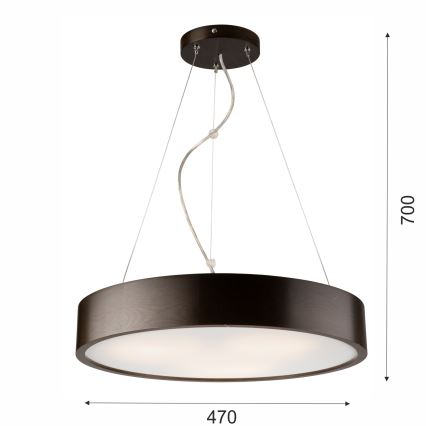 Hanglamp aan een koord 3xE27/60W/230V ø 47 cm grenen