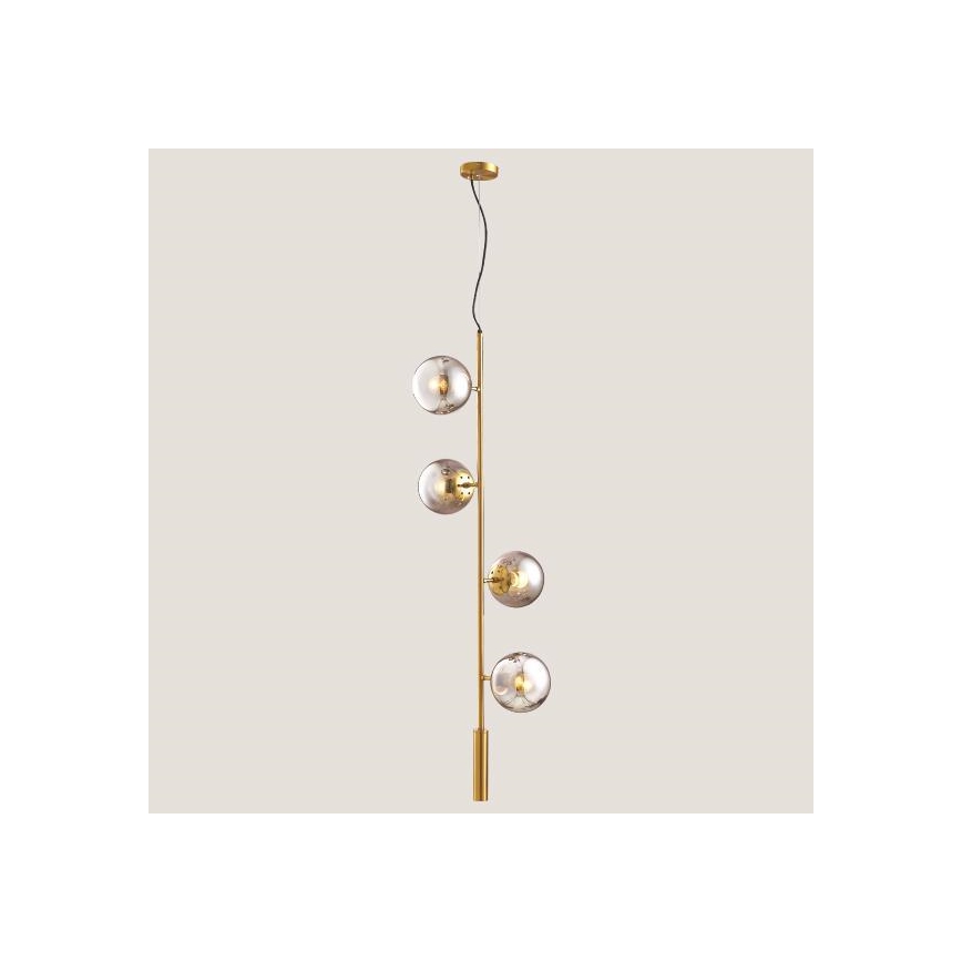 Hanglamp aan een koord 4xE27/10W/230V goud