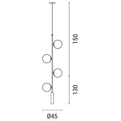 Hanglamp aan een koord 4xE27/10W/230V goud