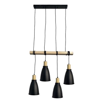 Hanglamp aan een koord 4xE27/60W/230V zwart