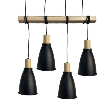 Hanglamp aan een koord 4xE27/60W/230V zwart