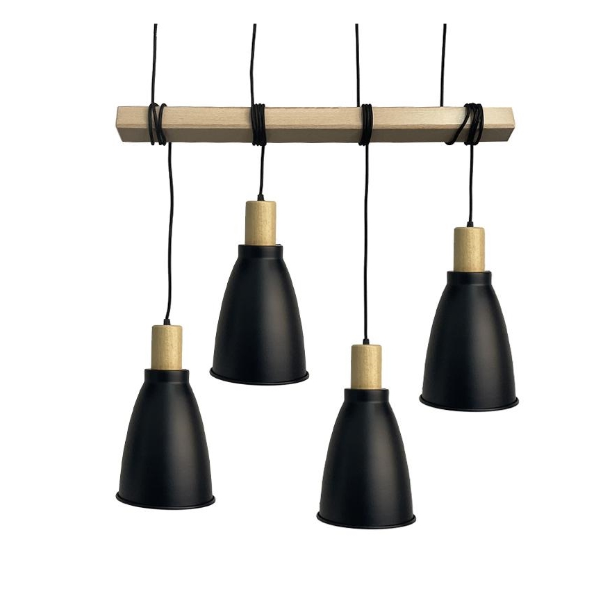 Hanglamp aan een koord 4xE27/60W/230V zwart
