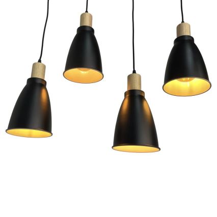 Hanglamp aan een koord 4xE27/60W/230V zwart