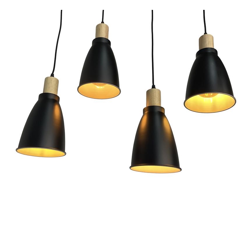 Hanglamp aan een koord 4xE27/60W/230V zwart