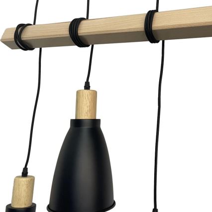 Hanglamp aan een koord 4xE27/60W/230V zwart