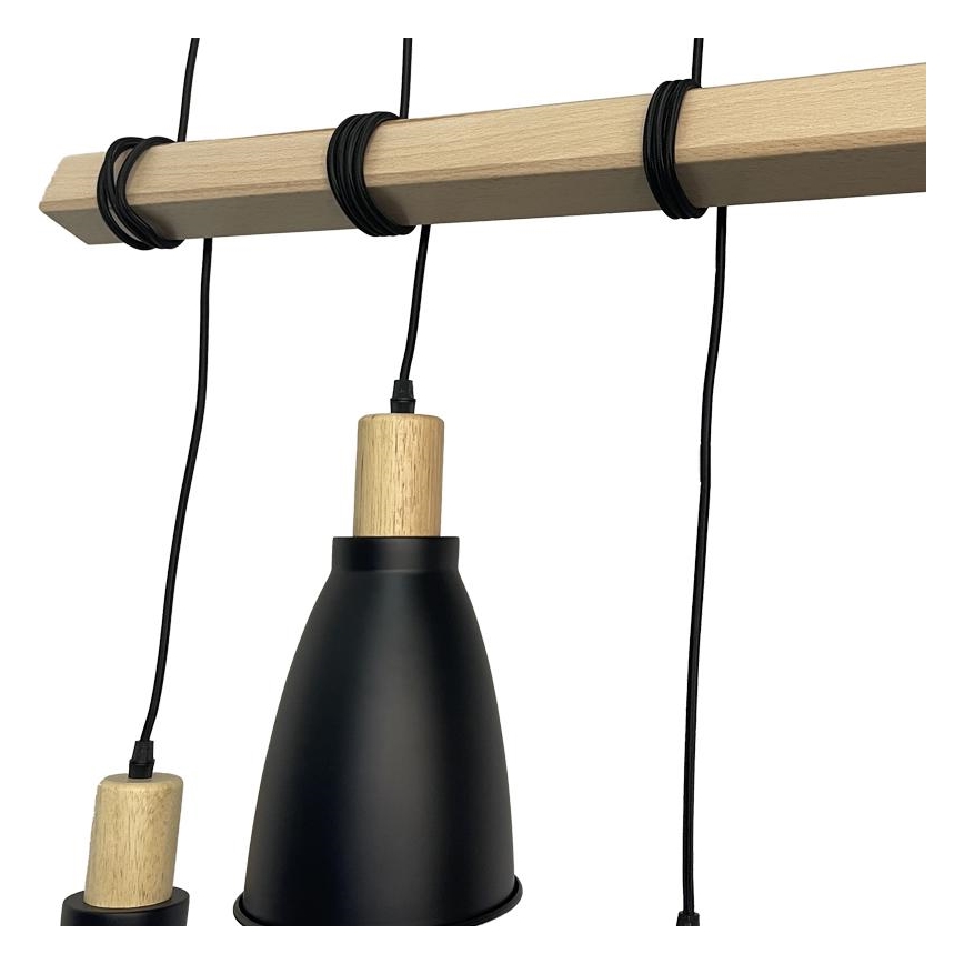 Hanglamp aan een koord 4xE27/60W/230V zwart