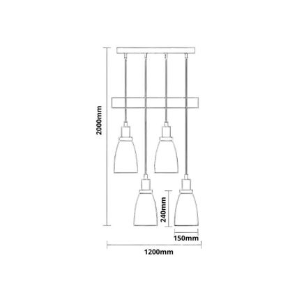 Hanglamp aan een koord 4xE27/60W/230V zwart