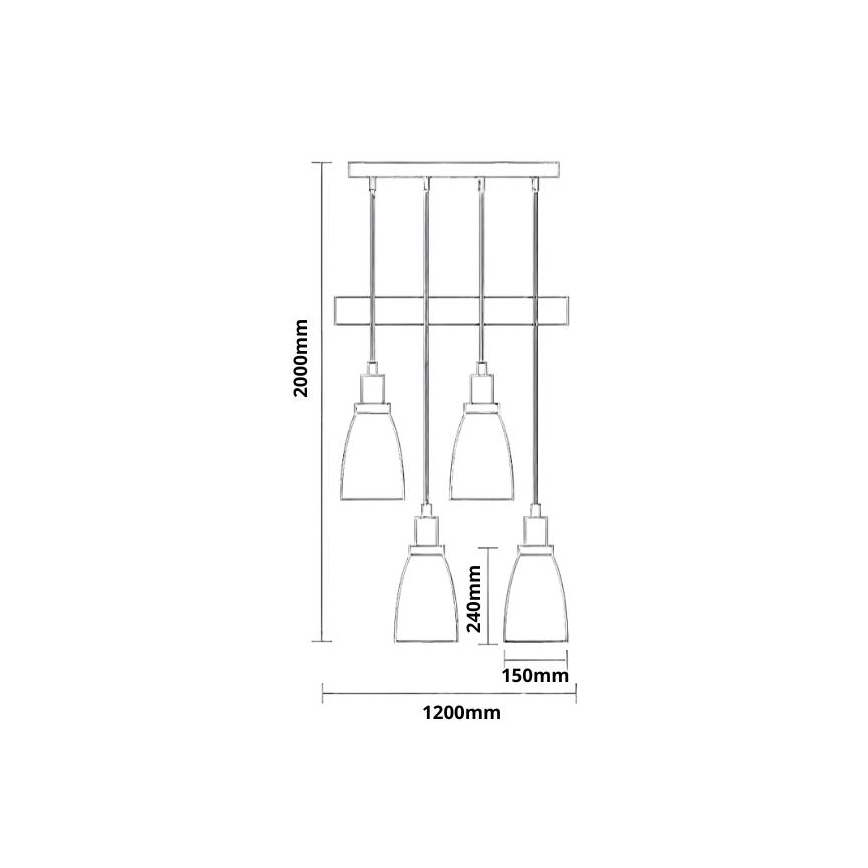 Hanglamp aan een koord 4xE27/60W/230V zwart