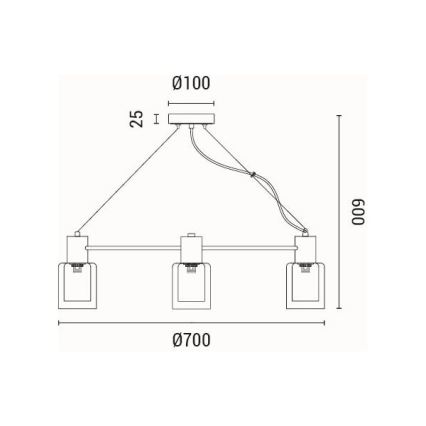 Hanglamp aan een koord 6xE14/15W/230V