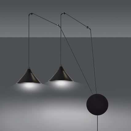 Hanglamp aan een koord ABRAMO 2xE27/15W/230V zwart