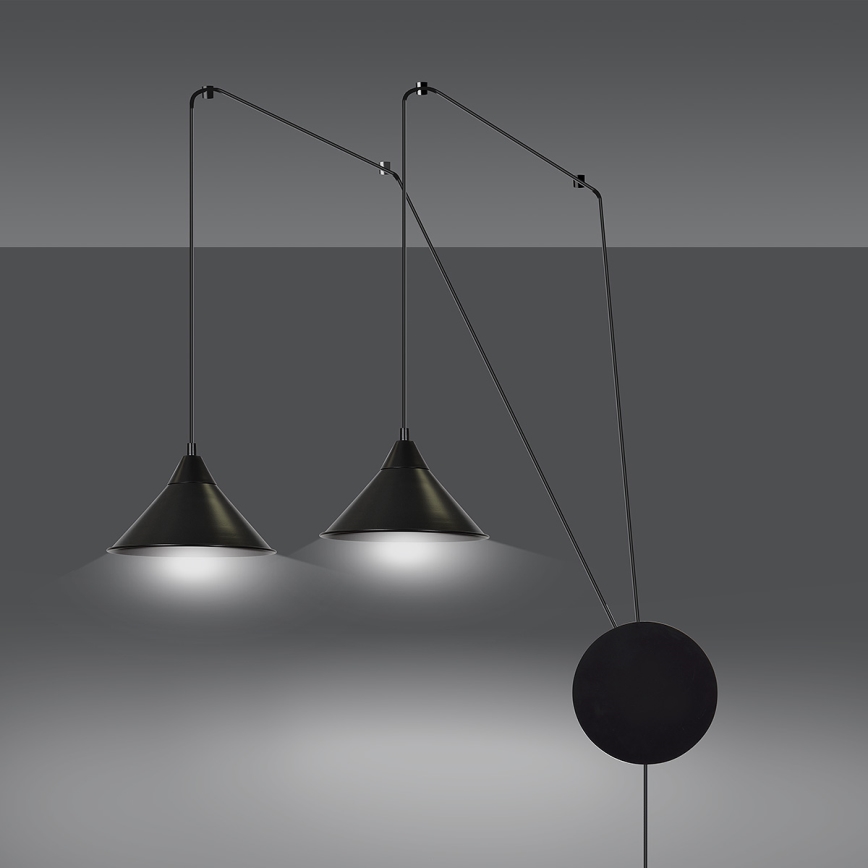 Hanglamp aan een koord ABRAMO 2xE27/15W/230V zwart