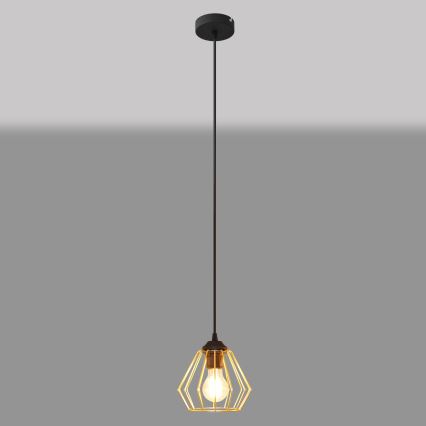 Hanglamp aan een koord AGAT 1xE27/15W/230V goud/zwart