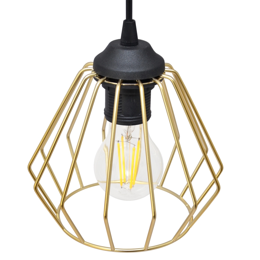Hanglamp aan een koord AGAT 2xE27/15W/230V goud/zwart