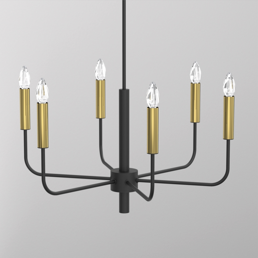 Hanglamp aan een koord AKASYA 6xE14/15W/230V zwart/goud