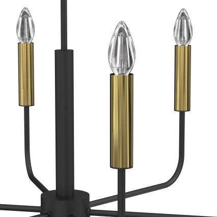 Hanglamp aan een koord AKASYA 6xE14/15W/230V zwart/goud