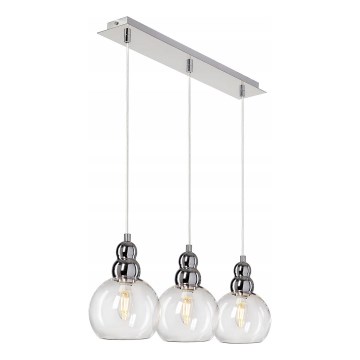 Hanglamp aan een koord AKSO 3xE14/40W/230V zilver