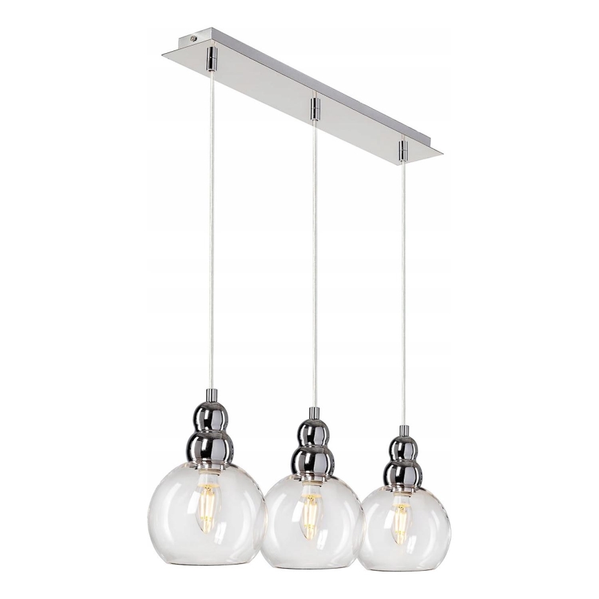 Hanglamp aan een koord AKSO 3xE14/40W/230V zilver