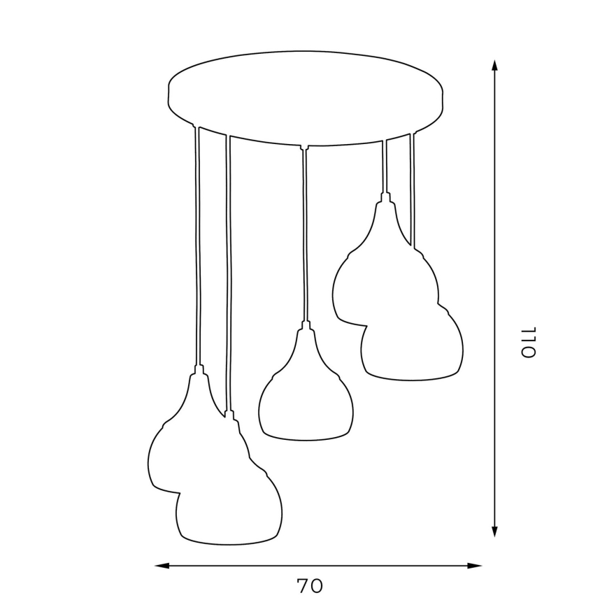 Hanglamp aan een koord AKTAN 5xE27/60W/230V zwart rond