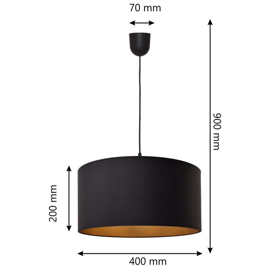 Hanglamp aan een koord ALBA 1xE27/15W/230V d. 40 cm zwart/goud