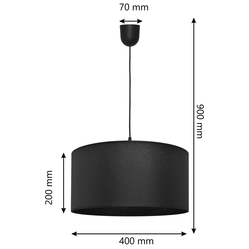 Hanglamp aan een koord ALBA 1xE27/15W/230V d. 40 cm zwart