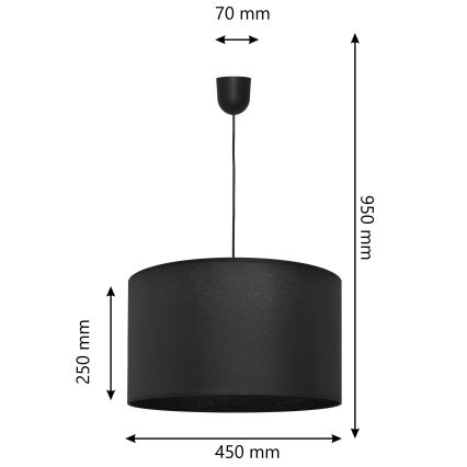 Hanglamp aan een koord ALBA 1xE27/15W/230V d. 45 cm zwart