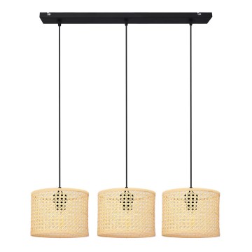 Hanglamp aan een koord ALBA 3xE27/15W/230V rotan/zwart