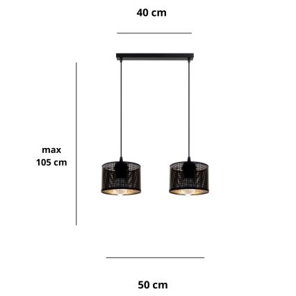 Hanglamp aan een koord ALDO 2xE27/60W/230V zwart