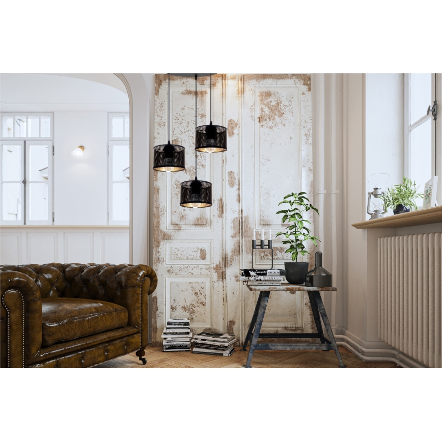 Hanglamp aan een koord ALDO 3xE27/60W/230V diameter 40 cm zwart