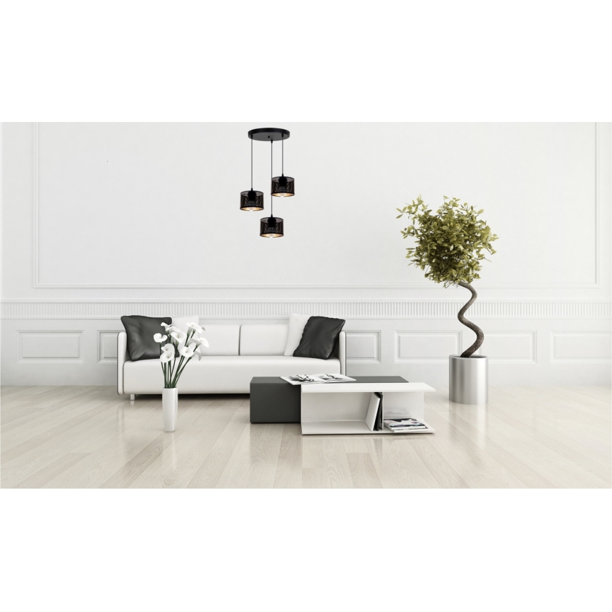 Hanglamp aan een koord ALDO 3xE27/60W/230V diameter 40 cm zwart