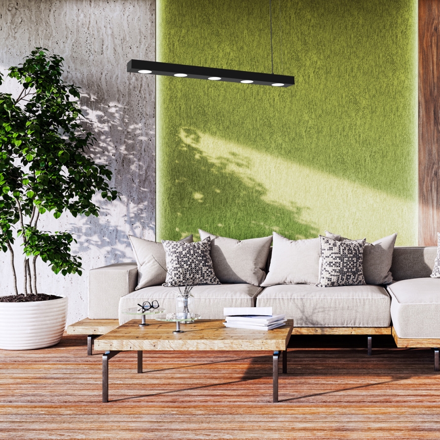 Hanglamp aan een koord ALEXANDER 5xGX53/12W/230V zwart