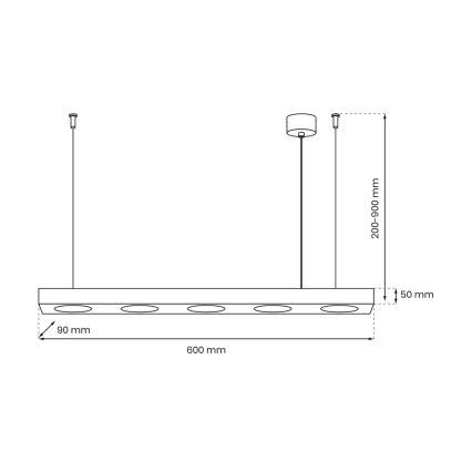 Hanglamp aan een koord ALEXANDER 5xGX53/12W/230V zwart